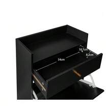 Rattan-Look Shoe Cabinet / Large Spacious Shoe Cabinet / Two-Tier Shelves / Easy To Clean / Load Capacity: Approx. 10 Kg / Suitable For Living Room, Entrance, Hallway - Black - View 7