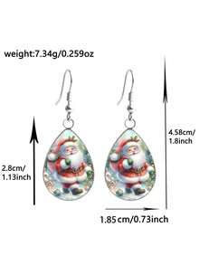 1 Pair Christmas Cartoon Santa Claus Gift Pattern 316 Stainless Steel Water Drop Earrings, Suitable For Women's Daily Wear - Red - View 5
