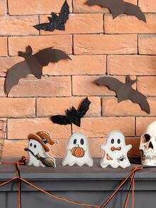 3 Peças Decoração de Mesa de Fantasma de Desenho Animado de Halloween, Decoração de Fantasma Feliz de Halloween para Bandeja em Camadas, Decoração Assustadora e Fofa, Decoração Interna, Adequada para Cozinha, Banheiro, Casa, Suporte de Mesa, Exibição de Mesa, Halloween Vintage, Decoração de Mesa Minimalista (Múltiplos Estilos) - versão vassoura - Visão 10
