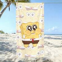 SpongeBob SquarePants 1件可愛沙灘巾：採用超柔軟微纖維材質，設計有可愛卡通圖案。這款耐用且快乾的毛巾非常適合在沙灘使用 - 彩色 - 查看 1