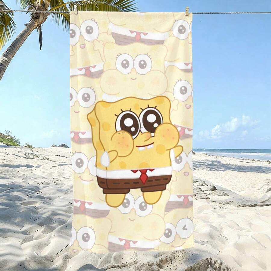 SpongeBob SquarePants 1件可愛沙灘巾:採用超柔軟微纖維材質,設計有可愛卡通圖案。這款耐用且快乾的毛巾非常適合在沙灘使用 - 彩色 - 查看 1