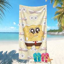 SpongeBob SquarePants 1件可愛沙灘巾：採用超柔軟微纖維材質，設計有可愛卡通圖案。這款耐用且快乾的毛巾非常適合在沙灘使用 - 彩色 - 查看 2