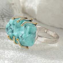 Gmzalx Women's Lightweight Luxury Asymmetrical Texture Synthetic Turquoise Ring, Bohemian Vacation Style, Daily Commute Travel - Baby Blue - View 6