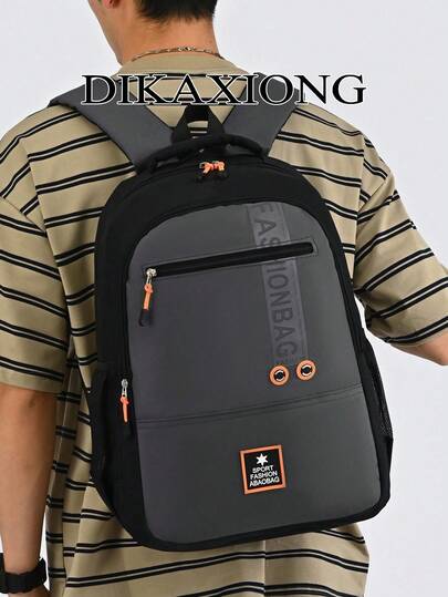 Mochila deportiva para hombre y mujer, mochila con estampado FASHION en gris y negro de dos tonos, compartimentos internos multicapa espaciosos, para regreso a la escuela, viajes de fin de semana y recados
