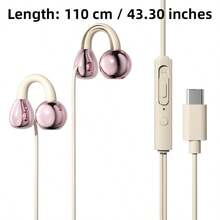 Upgraded Clip-On Earphones, New Wired Clip-On Earphones, Electroplated Glossy Finish, More Fashionable Street Style, Secure Fit For Running, Workout And Jump Rope, 3.5mm And Type-C Compatible, Android And IOS Universal, Plug And Play - View 2