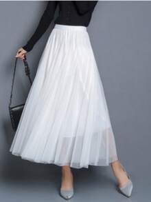 1 Stück Stück Damen High Waist langer einfarbiger Mesh Tutu Rock - Verschiedenfarbig - Übersicht 4