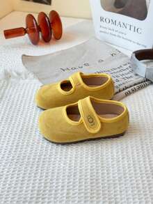 Children's Solid Color Mary Jane Shoes, Vintage Casual Flat Slip-On, Cute Princess Style, Suitable For Daily Wear - Yellow - View 4