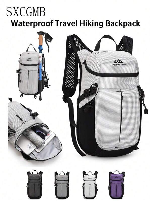 Multi-Color Lightweight Plaid Outdoor Backpack, Mesh Breathable Shoulder Straps, Multi-Pocket Design, Suitable For Daily Commute, Hiking And Casual Use