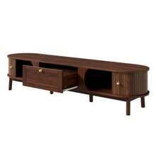 Modern Solid Wood TV Stand With Drawers, Classic Rounded Corners, Sturdy Wooden Legs, TV Cabinet With Storage For The Living Room. - 棕色 - 查看 10