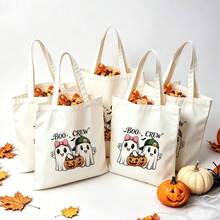 1/5/10pcs Cute Pumpkin Ghost Skeleton Bat Spider Black Cat Little Devil Lantern Pattern Halloween Theme Reusable Fabric Tote Shopping Bags Trick Or Treat Bags, Small Batch Multi-Piece Set Trick Or Treat Bags Storage Bags, Essential Halloween Shopping Gift Packaging Bags, Suitable For Christmas Decoration Indoor Outdoor Yard Garden Lawn Entrance Small Gifts, Essential Halloween Party Small Gift Storage Bags Gift Bags - Multicolor - View 52