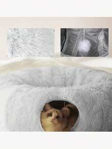 Cat Bed Tunnel Plush Mat - Detachable Washable Soft Mattress, Connectable Cat Play Tunnel, Multi-Functional Cat House, Suitable For Indoor Cats And Puppies To Keep Playing - Grey - View 8