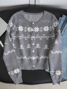 Cardigan Rajut Kasual Manis Gaya Korea Terbaru untuk Musim Gugur/Dingin untuk Wanita, Serbaguna untuk Perjalanan Sehari-hari di Musim Gugur - Grey - View 8