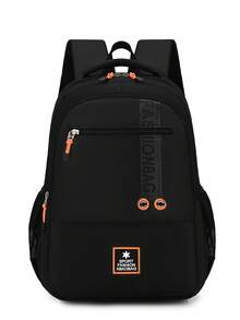 Unisex Backpack, Black & Grey Contrast Color Sports Star Logo Daily Use Bag, Multiple Front Zipper Pockets, Suitable For School, Gym, Daily Commute - Multicolor - View 13