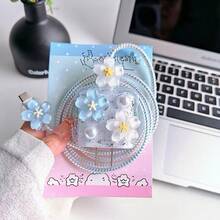 5入花朵/櫻桃數據線保護套 20W Apple 15 Pro Max 快充 14 13 12 11 軟殼充電器保護套，送友禮首選 - 無色 - 查看 2