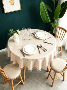 1pc Transparent PVC Lace Round Tablecloth, Waterproof, Oil-Proof, Easy To Clean - Multicolor - View 6