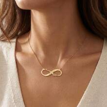 Couple Names And Date Infinity Necklace- 2 Names Women Jewelry - Sterling Silver Handmade Name Necklace - Dainty Necklace With Name - Multicolor - View 3