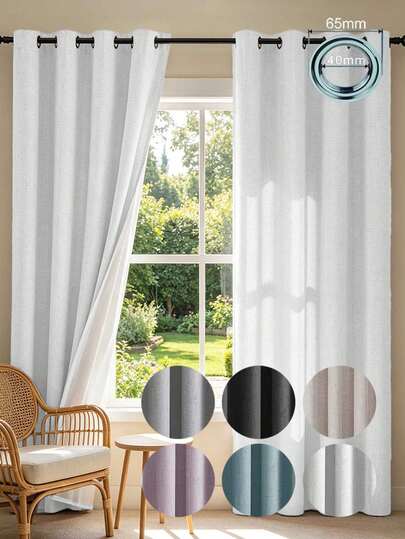 Linen Texture 100% Blackout Curtains 2 Panels Thermal Insulated Rod Pocket Window Treatment, Suitable For Bedroom And Living Room