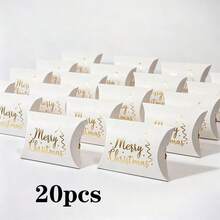 20/40pcs Christmas Gold Foil Pillow Boxes, Merry Christmas Gift Boxes, Suitable For Christmas Eve Small Gift Packaging, Suitable For Halloween, Christmas, Birthday Parties And Other Gift Packaging - View 8