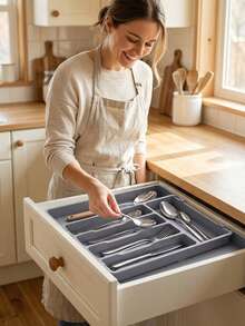 Drawer Organizer, Kitchen Utensil Divider Storage, Plastic Kitchen Storage Rack, Can Be Used For Utensil Classification Storage, Utensil Dust-Proof, Knife, Fork, Spoon Storage Rack, Kitchen Accessories, Kitchen Storage Supplies - Multicolor - View 4