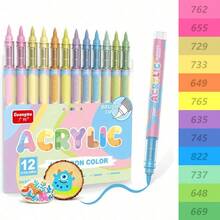 GuangNa 12/24 Acrylic Paint Markers , Skin Color Brush Tip Acrylic Paint Pens For Pumpkin Paint, Rock Painting, Wood, Glass, Paper, Coloring Book, Ceramic, Canvas, DIY Crafts, Water-Based Ink - Sets - View 14