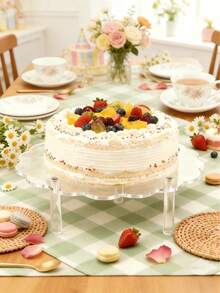 Soporte Redondo para Pastel de Mesa de Postres Decorativo, Estante de Exhibición de Acrílico, Decoración de Cristal Transparente para Cumpleaños y Bodas - Blanco - Ver 1