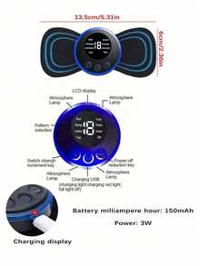 AXH EMS Electric Neck Massager, Mini Neck And Back Stimulating Massage Patch - Black - View 10