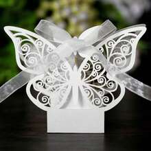 25 Stück Schmetterling Lasergeschnittene Geschenkboxen DIY Hochzeit Geburtstag Geschenk Süßigkeitenboxen mit Schleife, süße Schokoladenverpackungsboxen, geeignet für Hochzeit, Braut Geburtstagsparty Gastgeschenke, Dekorationen, Schulanfang, Valentinstag - Mehrere Stile - Übersicht 17