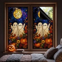 1pc Halloween Bat, Spider, And Ghost Privacy Window Film, Reusable PVC Electrostatic Adsorption Window Film, Suitable For Bathrooms, Bedrooms, Kitchens, And Home Decor. - Multicolor - View 3