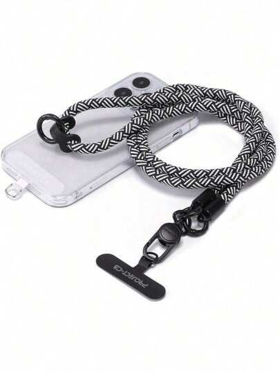 Project-Cb Phone Lanyard*1,Phone Tether Tab*2,Cell Phone Lanyards For Around The Neck,Rope Lanyard,Universal Adjustable Phone Strap Crossbody,Cell Phone Chain(White-Black)