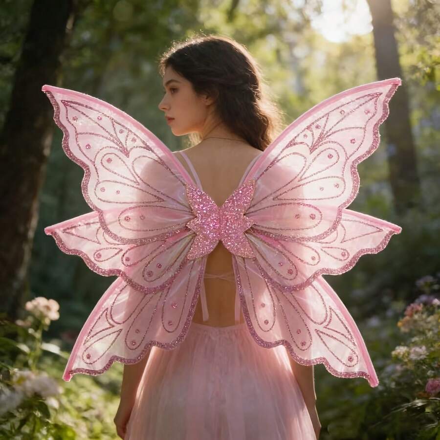 Cute Fashionable Glitter Butterfly Wings Birthday Gift For Girlfriend, Makeup Party Photo Shoot - Multicolor - View 1
