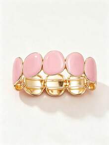 1pc Pink Minimalist Elegant Bracelet Unique Design Luxurious Elegant Women's Bangle Suitable For Daily Wear Gift Accessory - Pink - View 5