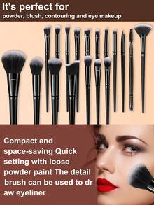 23Pcs All Black Makeup Brush Kit, 5Pcs Multi Color Waterdrop Makeup Sponges Dry Wet Dual Use Foundation Blending Sponge Makeup Applicator Set - Multicolor - View 2
