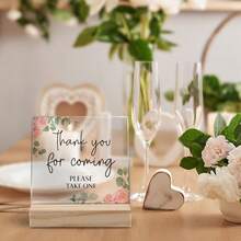 2D Acrylic, Wedding Decor, Thank You For Coming, Bridal Shower Welcome Sign, Please Take One Sign, Wedding Acrylic Sign, Wedding Acrylic Plaque Sign With Wooden Stand For Wedding Reception Decor - A - View 5