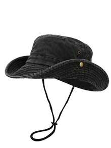 1pc Solid Color Wide Brim Bucket Hat, Outdoor Fishing Hiking Sun Protection, Casual Sports Sun Hat, Suitable For Spring Summer Travel Beach - QM-danCeng - View 9