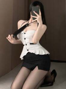 1 buah Kostum Sekretaris Seksi, Kostum Guru Kantor, Setelan Cosplay, Termasuk Atasan + Rok, Cocok untuk Pesta, Pertunjukan Musim Gugur - MultiWarna - View 3