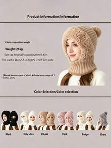 Knitted Beanie - Windproof & Warm Ear Protection, With Hooded Scarf, Breathable & Moisture-Wicking, Essential For Outdoor Cycling, Suitable For Cold Weather, Halloween, Winter And Autumn - Multicolor - View 11