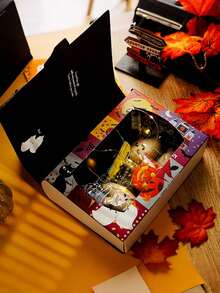 Halloween Gift Box Book-Shaped Packaging Box, Creative Pumpkin & Witch Pattern, Eerie Holiday Jewelry Storage Box, Mysterious Party Favor Supplies, Unique Room Desktop Decor, Novelty Display Box - Multicolor - View 5