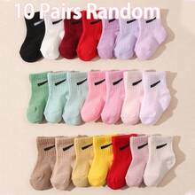 10 Pairs/Set Infant Toddler Random Candy Colors Casual Elastic Mid-Calf Socks, Summer - Multicolor - View 6