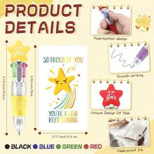 24/48pcs Star-Shaped Colorful Ballpoint Pen & Encouragement Card Set, Multi-Item Party Favor, Set Includes 12pcs 4-In-1 Function & Cards And 12pcs Star Pens, Suitable For School Activities & Birthday Party Gratitude Gifts, Thank You Gifts & Rewards - Multicolor - View 4
