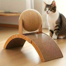 Wooden Arch Bridge Cat Scratching Board, Stable Non-Slip Base, Curved Cat Scratch Pad, Interactive Indoor Cat Toy, Suitable For Kittens And Adult Cats, Sisal Ball Scratching Board, Pet Claw Care Furniture - one-size - View 3