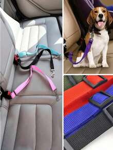 1pc Pet Car Seat Belt, Gradient Color Retractable Dog Leash, Rainbow Style Pet Leash, Elastic Shock-Absorbing Nylon Car Seat Belt, Dog Car Seat Belt, Dog Outdoor Supplies, Dog Car Seat, Car Seat Cover, Dog Car Seat Cover, Pet Car Seat - Multicolor - View 6
