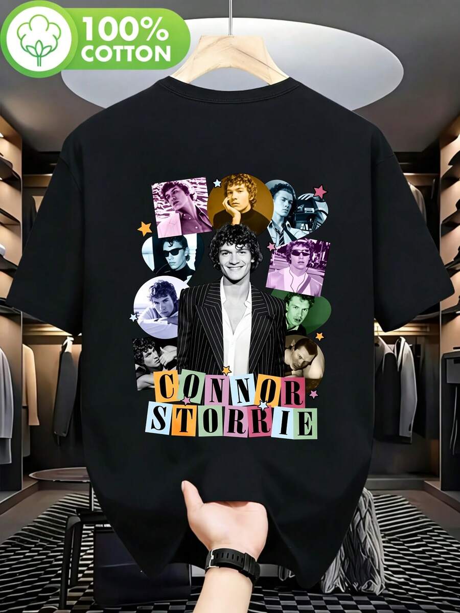 Men'S T-Shirt Connor Storie Collage Portrait Design Comfortable And Versatile Outdoor Casual Short Sleeve - 黑色 - 查看 1