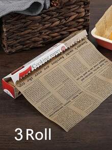 1/2/3 Rolls Vintage Newspaper Pattern Baking Parchment Paper, Outer Layer Baking Dessert Parchment Paper Liner, Non-Stick Heat-Resistant Waterproof Oil-Proof, Perfect For Air Fryer Baking Cooking, Kitchen Accessories - Multicolor - View 18