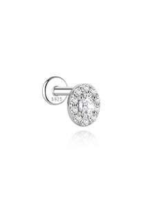 EleRunis 1PC 0.5CT Moissanite Diamond 925 Sterling Silver Hypoallergenic Flat Back Brilliant Halo Color VVS1 Engagement For Women Men Wedding Bridal Jewelry - Silver - View 14