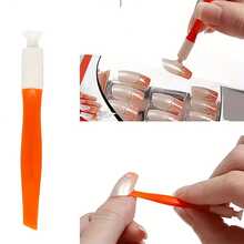 Ferramenta de Manicure Multifuncional com Ventosa, Especialmente Projetada para Manicures, Auxiliando na Pegada, Levantamento e Aplicação de Unhas Postiças. Assistência Profissional de Manicure, Base de Cola de Unha Não Irritante, Fácil de Usar - Laranja - Visão 2