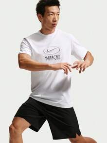 Nike Men's AS M NK DF UV HYVERSE TOP FLD Short Sleeve Knit Collarless T-Shirt TIM3596-100 - White - View 3