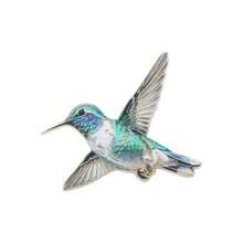 1/5 Colorful Gradient Hummingbird Metal Brooch, Exquisite Enamel Flying Bird Badge, Artistic Style Versatile Pin Accessory For Coats, Sweaters, Backpacks - Multicolor - View 11