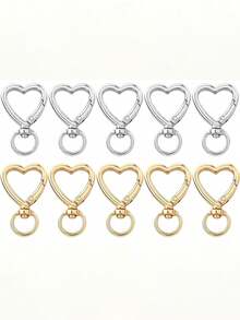 10/20pcs Heart-Shaped Keychain Swivel Hook, Cute Zinc Alloy Spring Clasp Keyring, Handbag Clip For DIY Crafts - Multicolor - View 13
