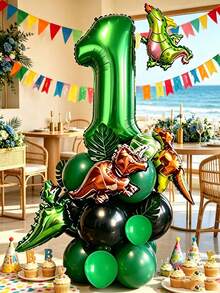 26 Green Number Balloons, Assorted Dinosaur Shaped Balloons, Suitable For Birthday Party, Wedding And Engagement, Gender Reveal, Baptism And Christening, Back To School, Carnival, Thanksgiving, Christmas - View 1