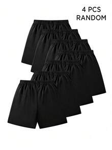 4pcs/Set Pantalones cortos deportivos de malla para niños & jóvenes, 4 colores aleatorios de 7, adecuados para entrenamiento diario y baloncesto - Multicolor - Ver 2
